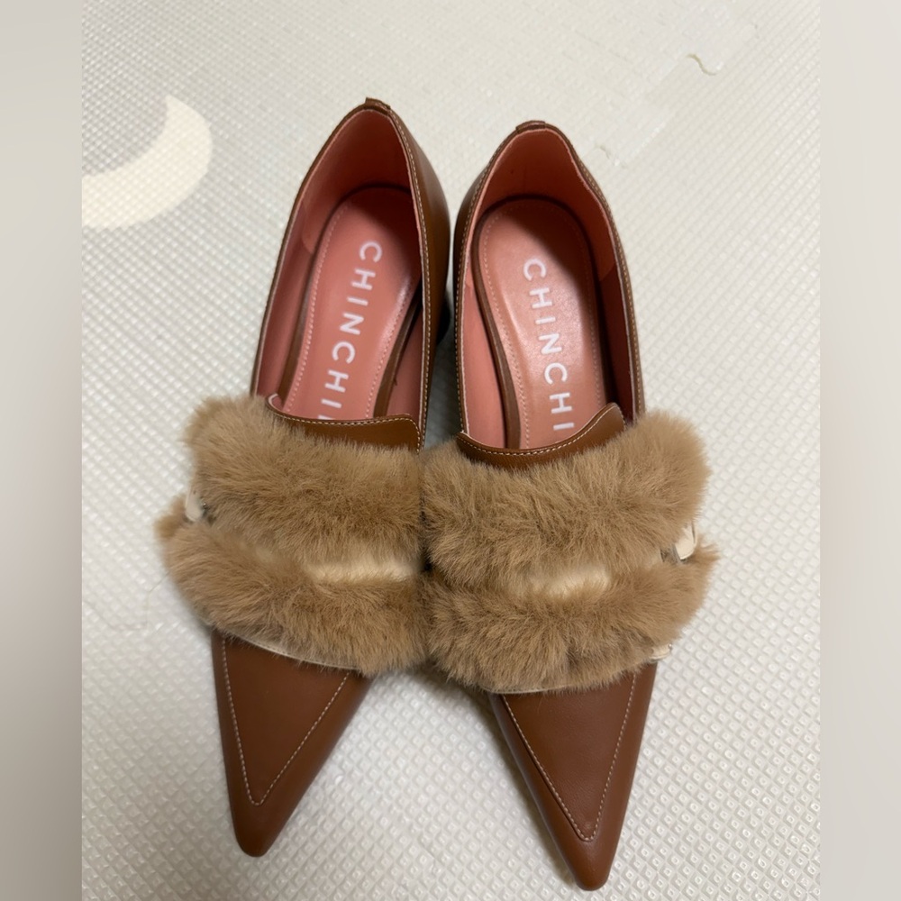 Brown Fur-Trimmed Women's Shoes